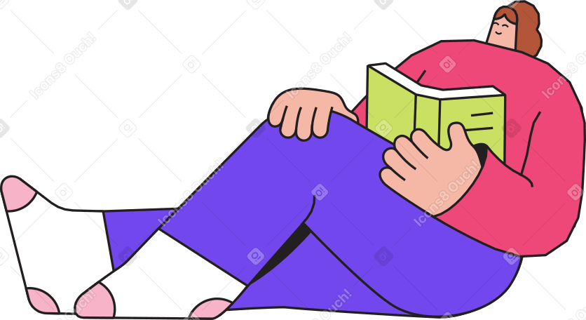 woman reading a book PNG, SVG