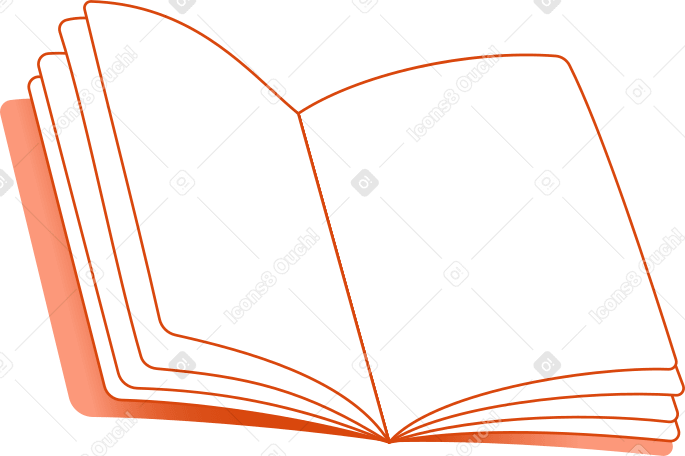 주황색 표지가 있는 펼친 책 PNG, SVG