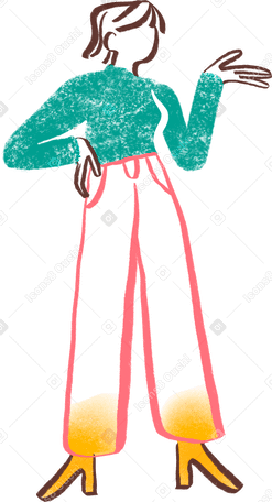 short haired woman standing with her hand on her hip Illustration in PNG, SVG