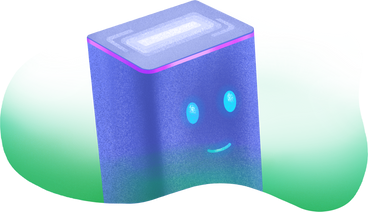 blue smart speaker on green background PNG, SVG