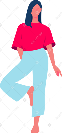 young woman standing on one leg Illustration in PNG, SVG