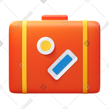 3D orange suitcase PNG, SVG