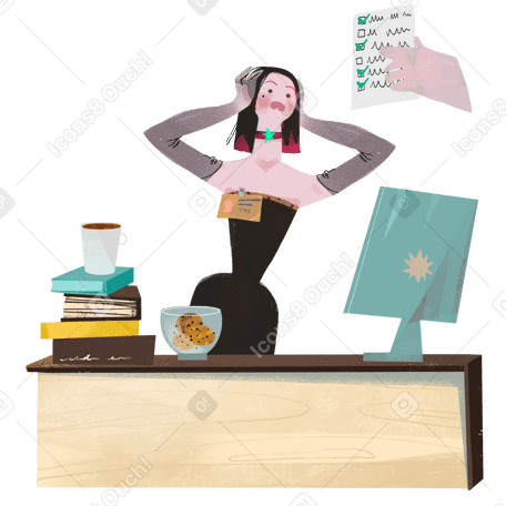 The girl is tired of multitasking Illustration in PNG, SVG