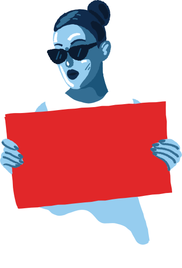 Frau mit einem plakat PNG, SVG