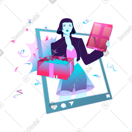 年轻女性举办社交媒体竞赛和赠品 PNG, SVG