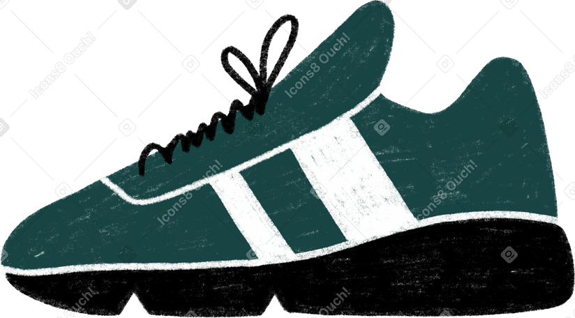 dark green sneaker with white stripes PNG, SVG