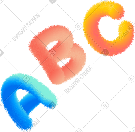 lettering abc in multicolored style text PNG, SVG