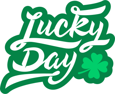 lettering lucky day with lucky clover leaf text PNG, SVG