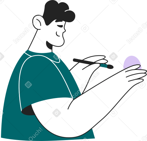 мужчина красит пасхальное яйцо в PNG, SVG