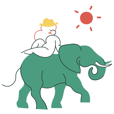 Женщина верхом на слоне под солнцем в PNG, SVG