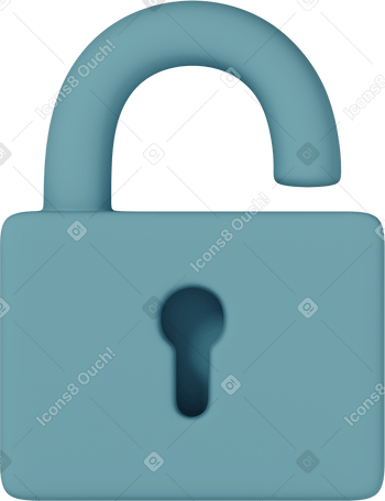 3D open lock Illustration in PNG, SVG