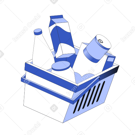 Shopping basket with groceries Illustration in PNG, SVG