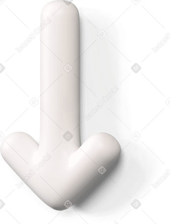 3D White downward arrow icon turned to the left PNG, SVG