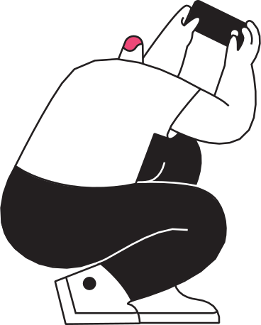 man sitting with phone PNG, SVG