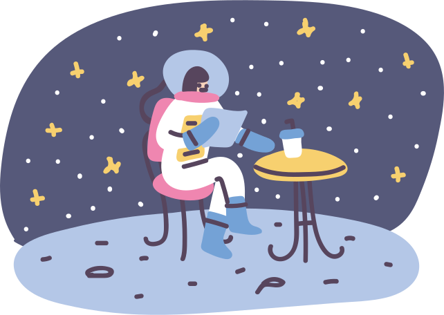Woman astronaut waiting for someone on the moon PNG, SVG
