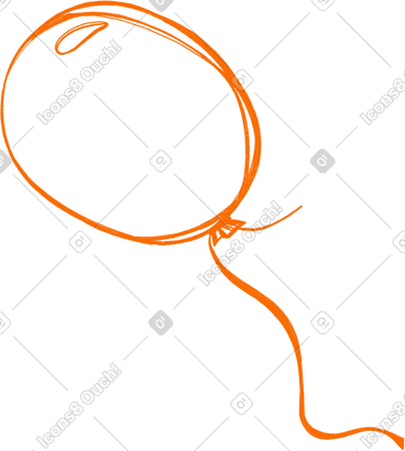 Orange balloon on orange ribbon PNG, SVG