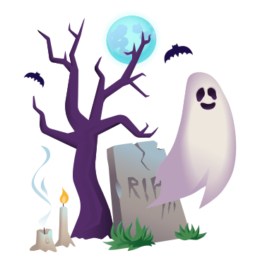 Ghost in the cemetery on Halloween PNG, SVG