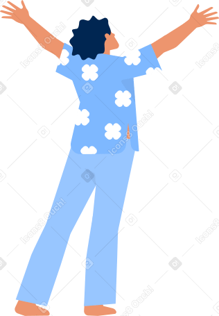 guy in hawaiian shirt raises his hands up Illustration in PNG, SVG