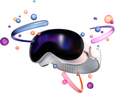 pro vr headset surrounded by luminous spheres PNG, SVG