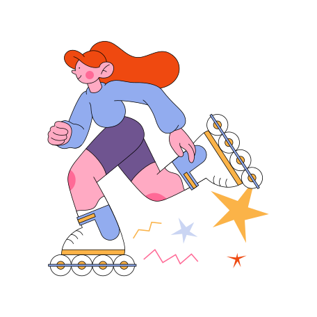 Woman riding roller skates Illustration in PNG, SVG