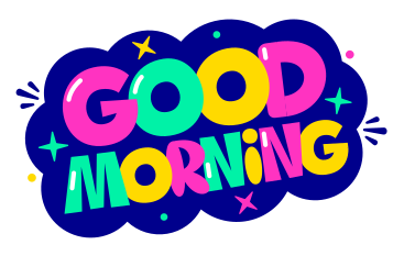 lettering sticker good morning multicolor text PNG, SVG
