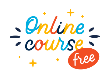 Online course lettering and free text on the red sticker PNG, SVG