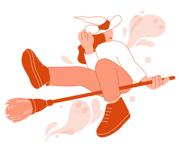 Modern witch flying on broom PNG, SVG