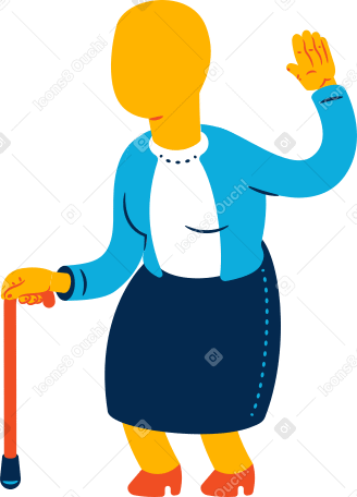 old woman greeting Illustration in PNG, SVG