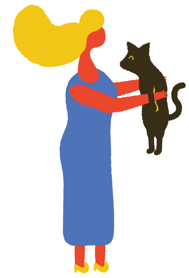 woman with cat PNG, SVG