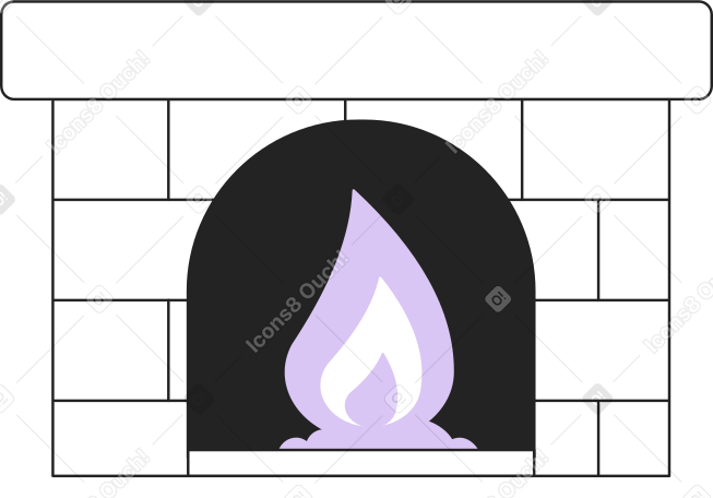fireplace with fire inside Illustration in PNG, SVG