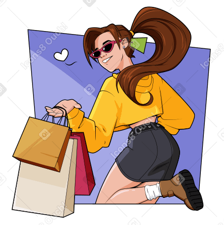 A girl on a shopping trip with packages Illustration in PNG, SVG