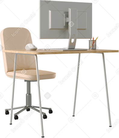 3D desk Illustration in PNG, SVG