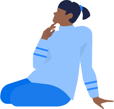 woman in sweater sits on floor and looks up PNG, SVG