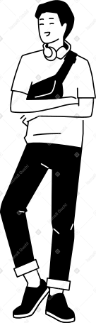 junger mann mit auf der brust verschränkten armen PNG, SVG