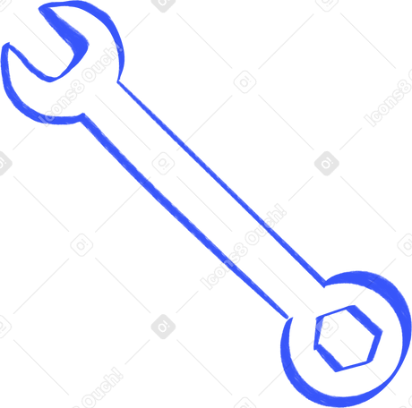 blue lined wrench Illustration in PNG, SVG