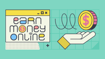 Lettering Earn Money Online in browser window PNG, SVG
