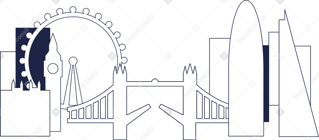 london background line animated illustration in GIF, Lottie (JSON), AE