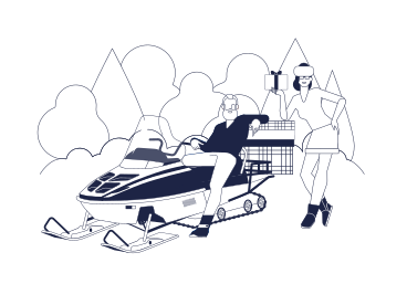 Entrega de presentes no feriado em um snowmobile PNG, SVG