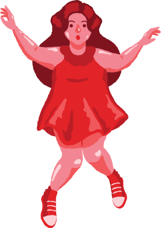 chubby girl jumping Illustration in PNG, SVG