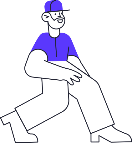 walking man with blue t-shirt and cap Illustration in PNG, SVG
