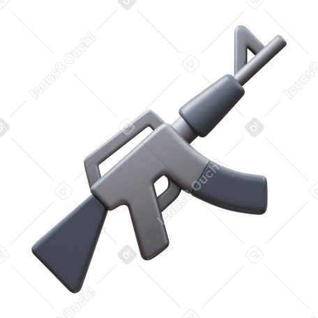 3D assault rifle PNG, SVG