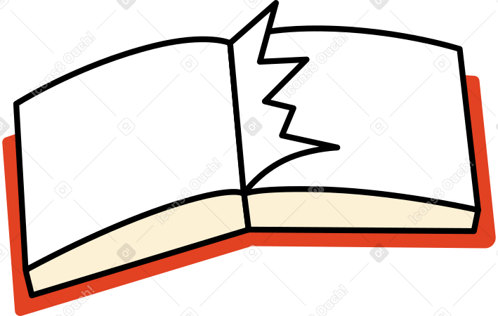 open book with a torn page Illustration in PNG, SVG