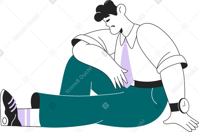 Trauriger mann, der müde sitzt PNG, SVG