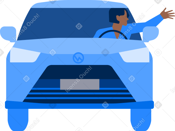 man is sitting in car and shows his hand out of the window Illustration in PNG, SVG