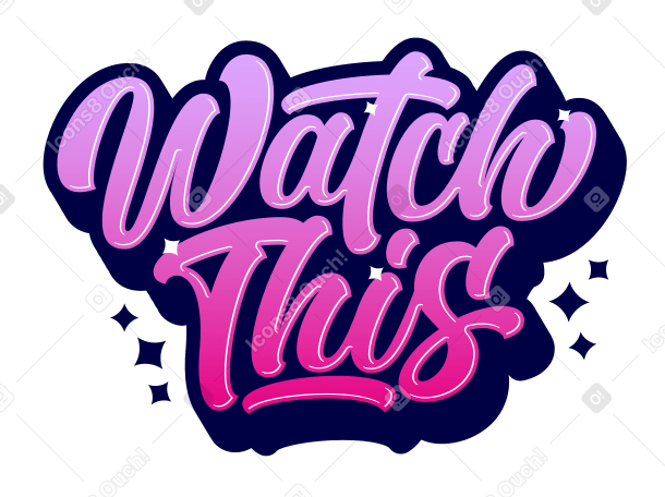 lettering sicker watch this gradient calligraphic Illustration in PNG, SVG