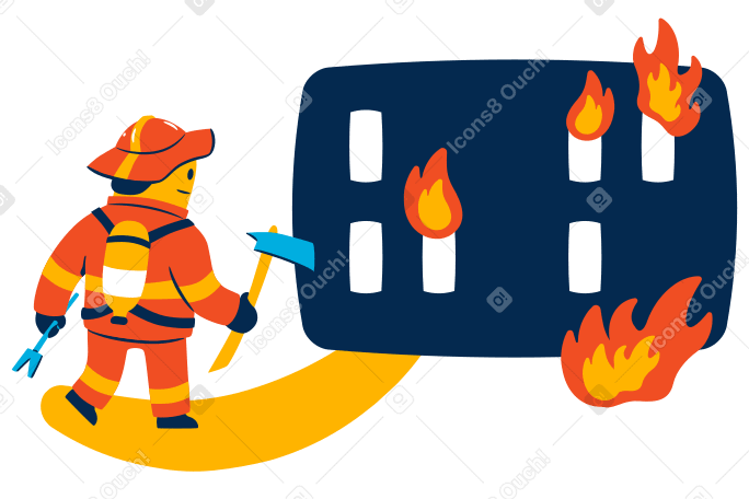 Firefighter Illustration in PNG, SVG