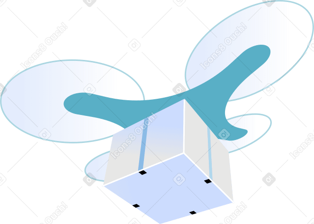 Дрон с упаковкой, вид снизу в PNG, SVG