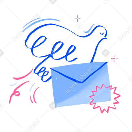 Pigeon carrying a letter Illustration in PNG, SVG