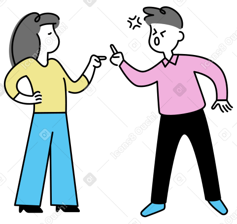 Arguing man and woman, quarreling couple PNG, SVG