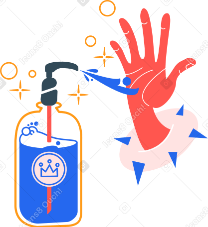 washing hands with an antiseptic copy Illustration in PNG, SVG